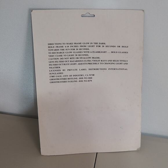 1989 Ghostbusters 2 Glow in the Dark Ghostglasses (Vintage) Rubber Frame NIB - Picture 4 of 8